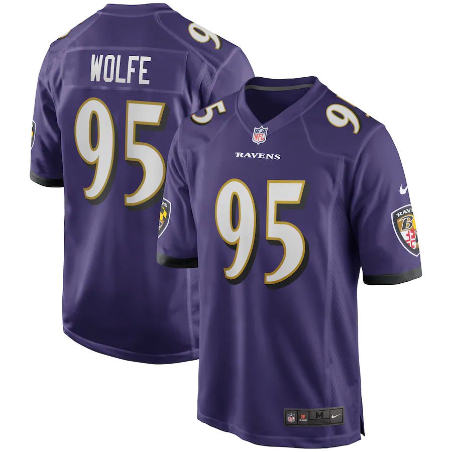 Men Baltimore Ravens 95 Derek Wolfe Nike Purple Game Player NFL Jersey
